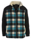 Men's Full Zip Wool-Like Plaid Jacket with Warm Cozy Inner Padding and Sherpa Collar