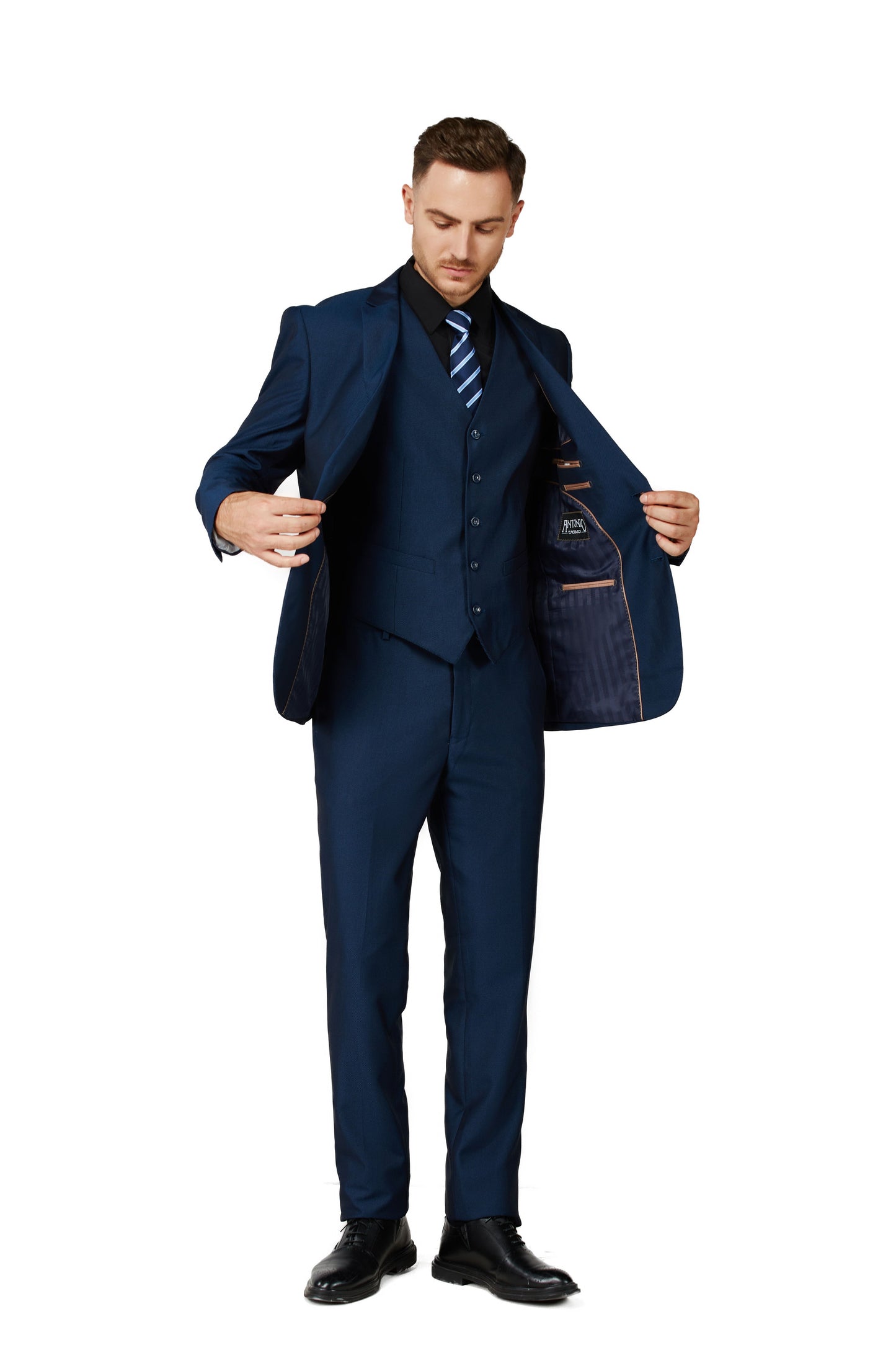 2645 Men's Diamante Blue Notched Lapel Suit Slim Fit (3 PCS)