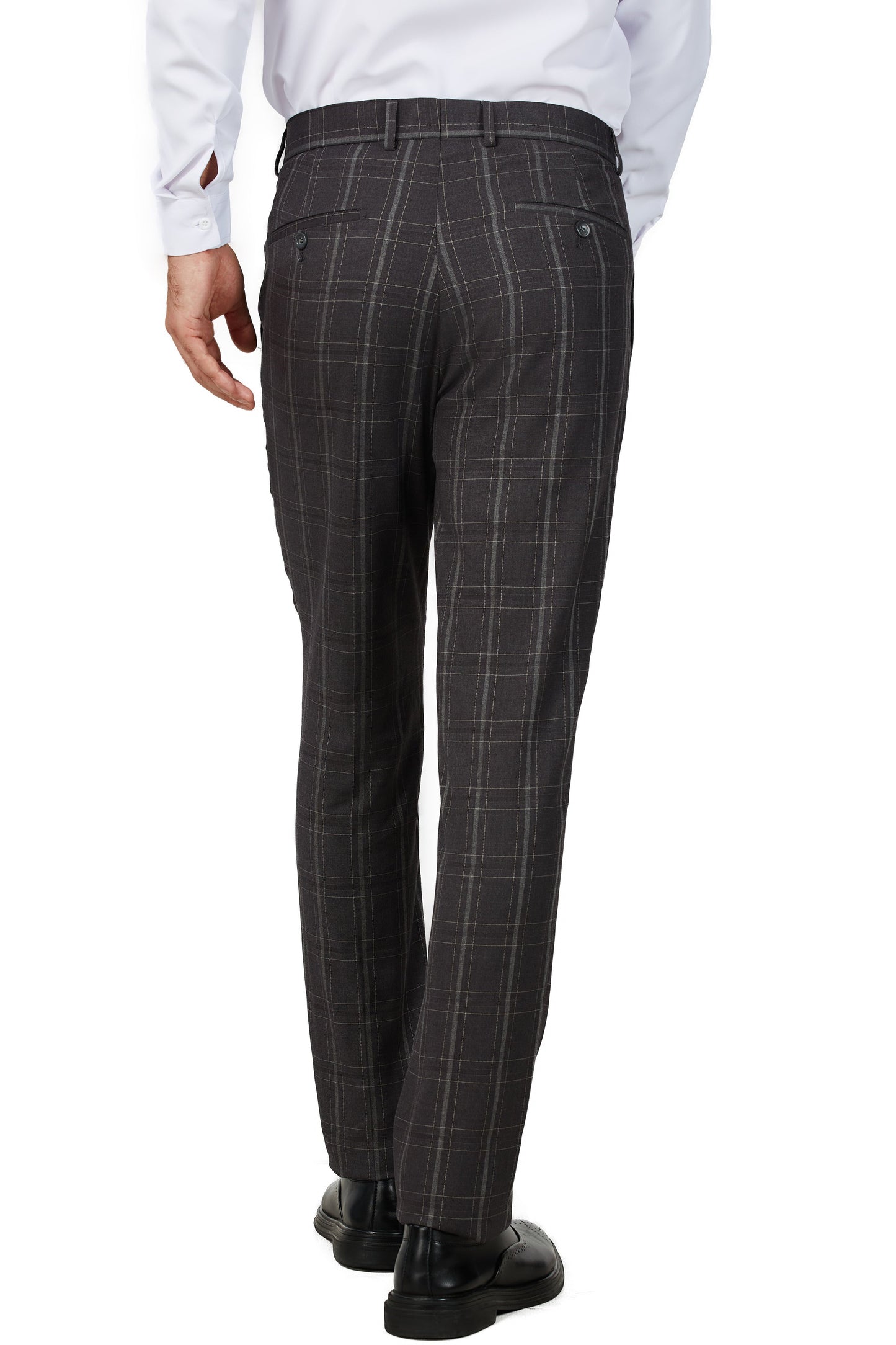 8703-Men's Charcoal Checker Notched Lapel Suit Slim Fit (3 PCS)