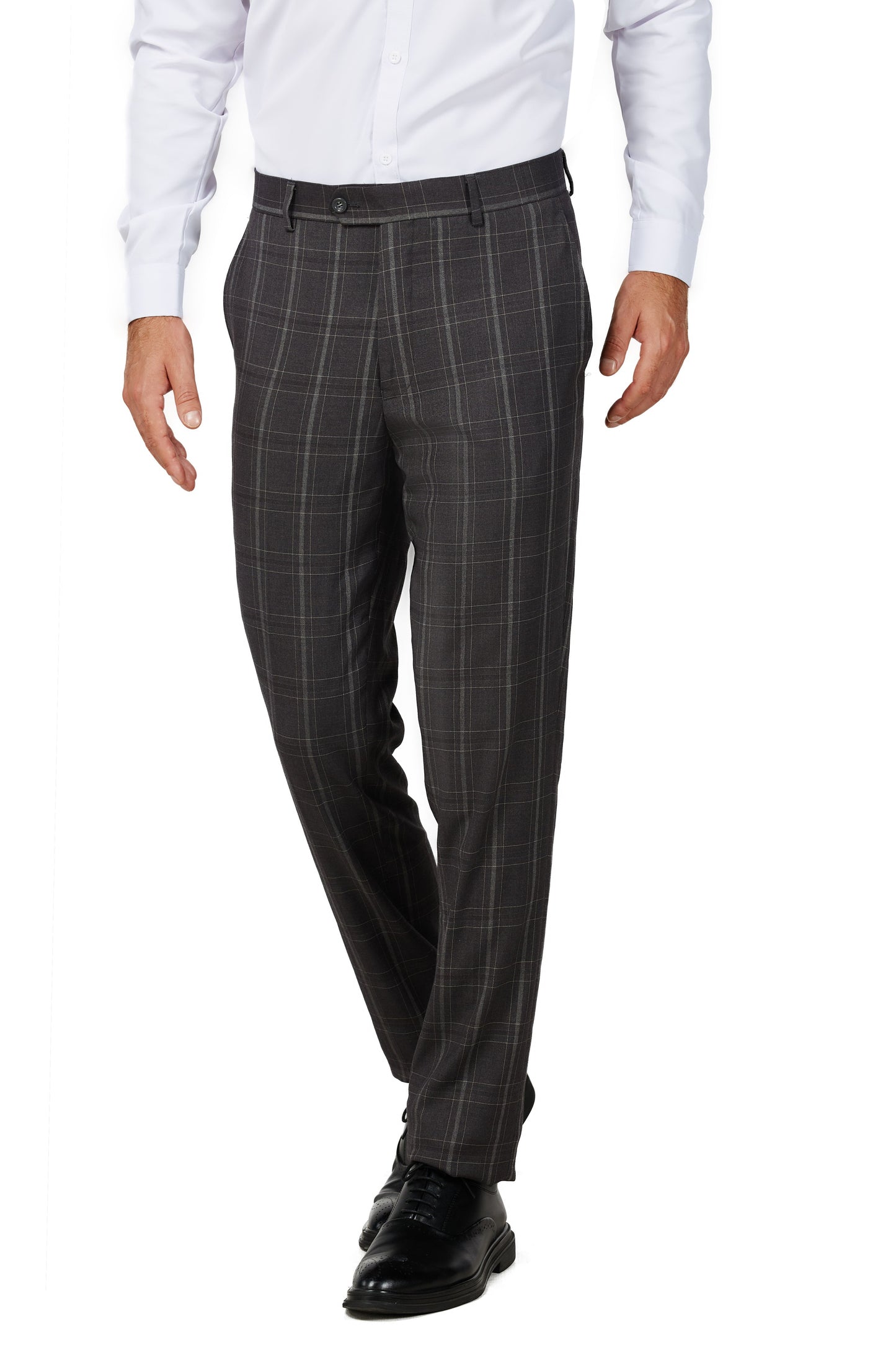 8703-Men's Charcoal Checker Notched Lapel Suit Slim Fit (3 PCS)