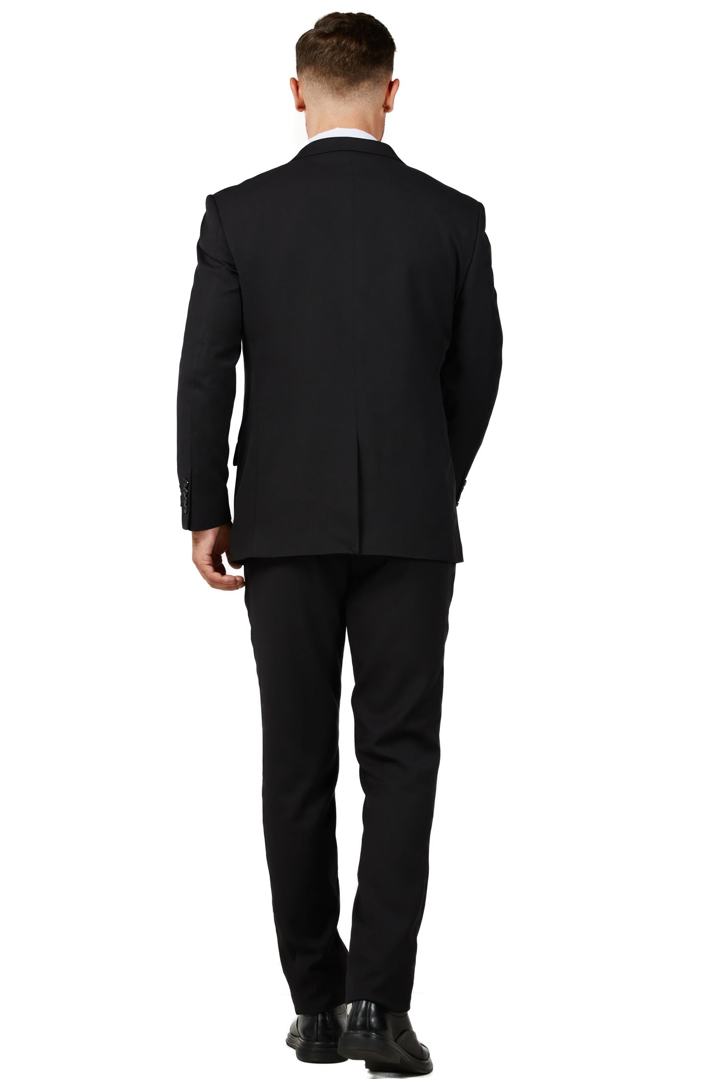 8745-Men's Solid Black Notched Lapel Suit Slim Fit (3 PCS)