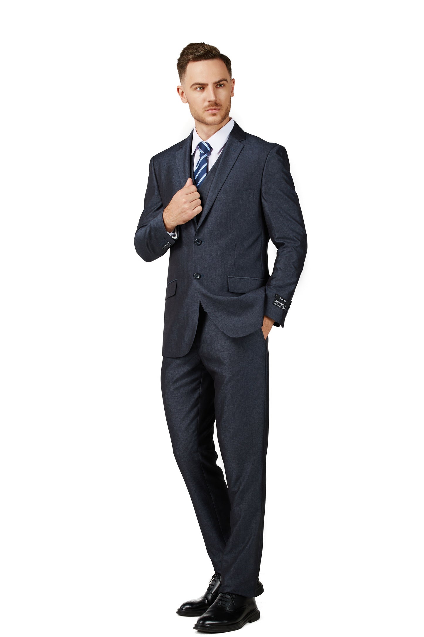 2303-Mens Blue Charcoal Suit Slim Fit (3 PCS)