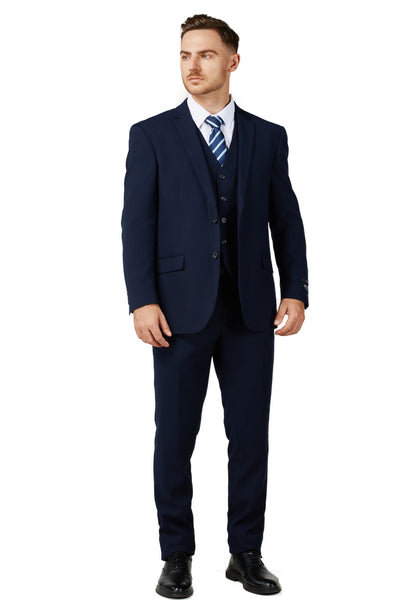 8745 Men's Dark Navy Notched Lapel Suit Slim Fit (3 PCS)