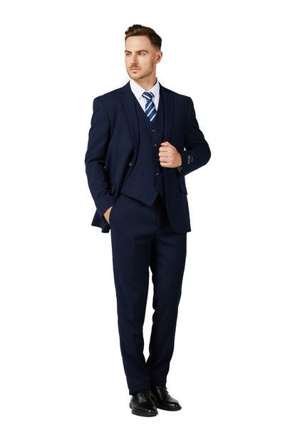 8745 Men's Dark Navy Notched Lapel Suit Slim Fit (3 PCS)