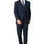 1502-Men's Charcoal Blue Checker Notched Lapel Suit Slim Fit (3 PCS)