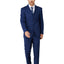 1502-Men's Royal Blue Checker Notched Lapel Suit Slim Fit (3 PCS)