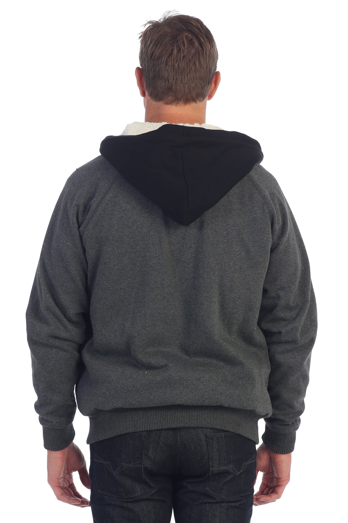 Men's Heavyweight Sherpa Lined Fleece Hoodie Jacket