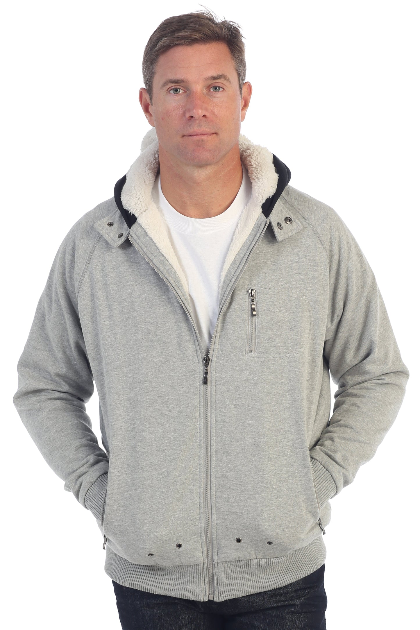 Men's Heavyweight Sherpa Lined Fleece Hoodie Jacket