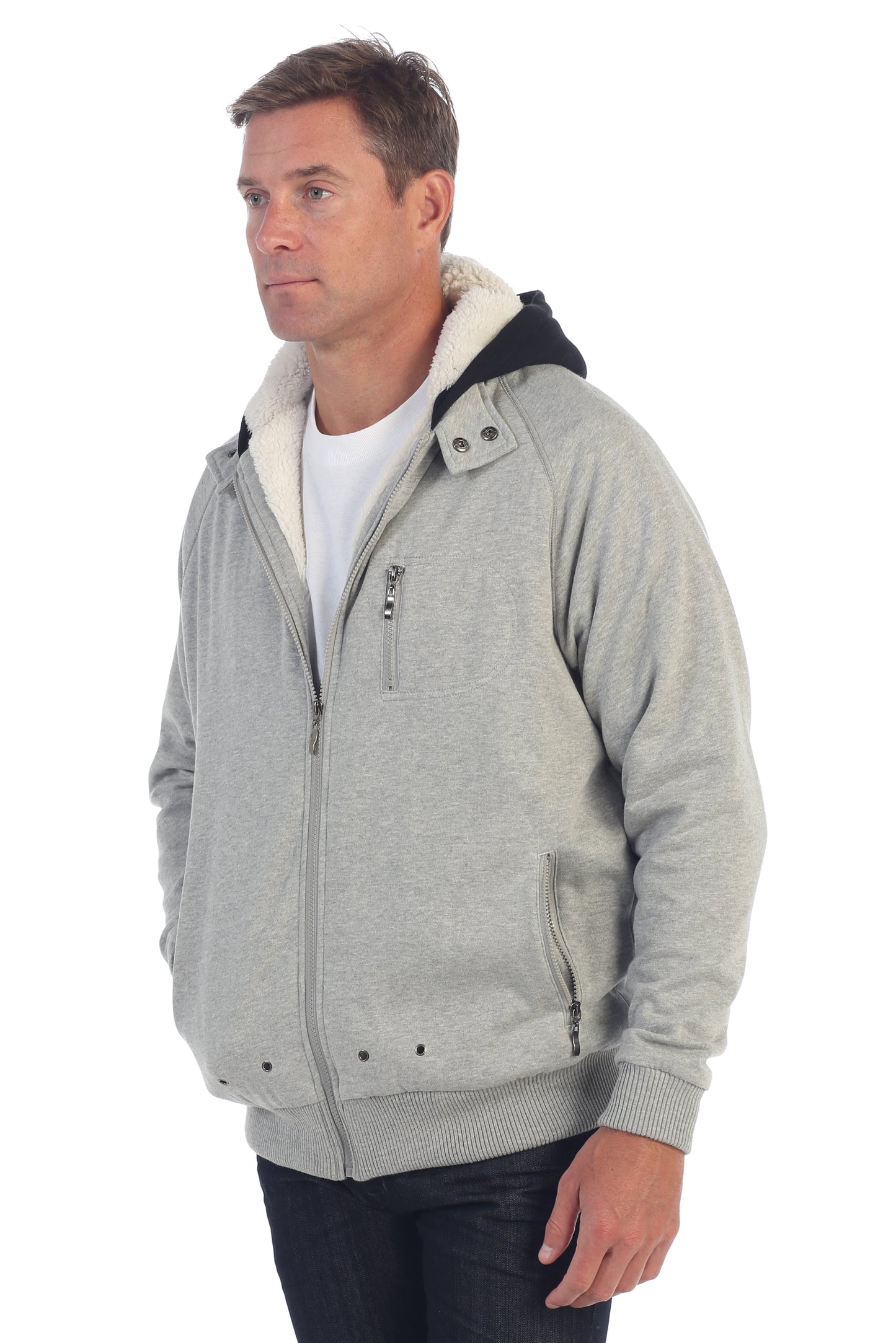 Men's Heavyweight Sherpa Lined Fleece Hoodie Jacket