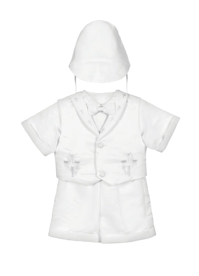 KC Boy's white Christening Baptism Suit Set