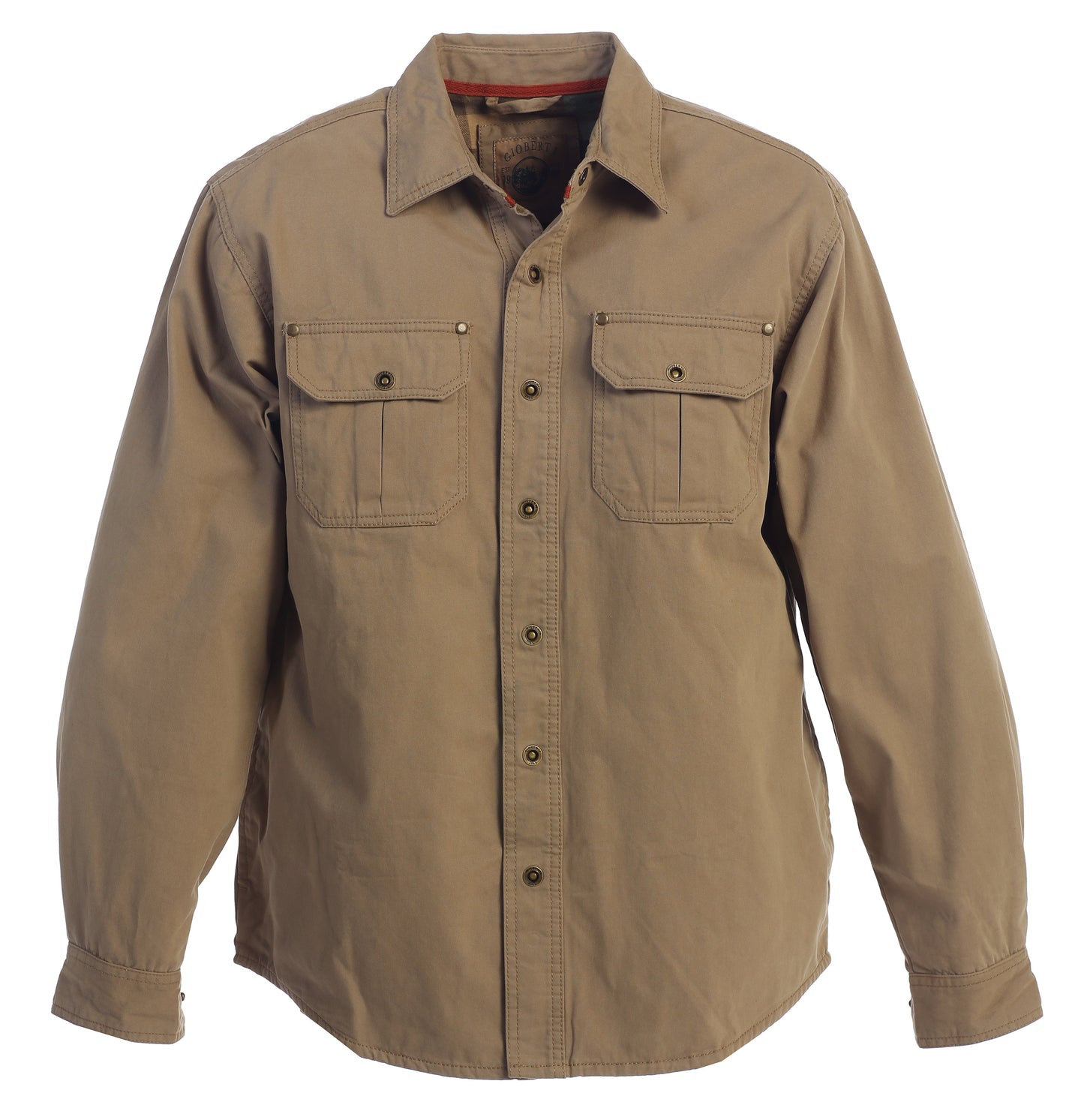 Men's 100% Cotton Brushed and Soft Twill Shirt Jacket with Flannel Lining