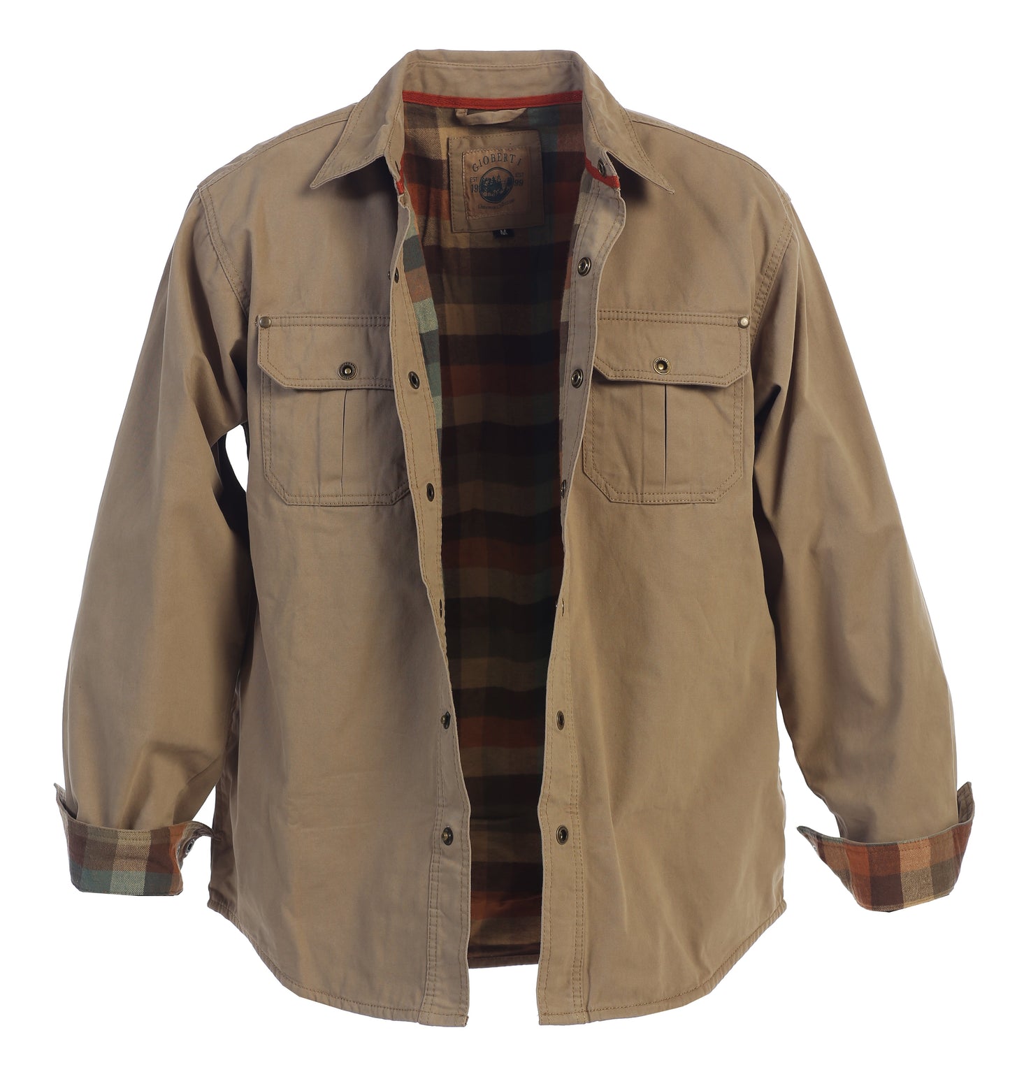 Men's 100% Cotton Brushed and Soft Twill Shirt Jacket with Flannel Lining