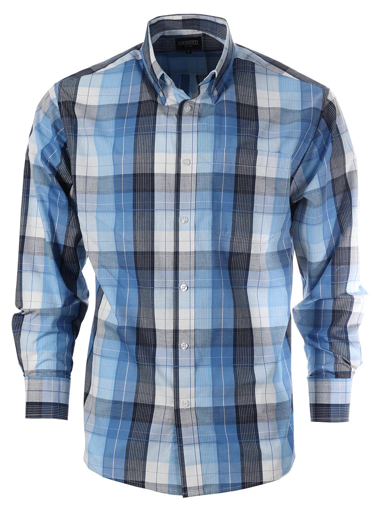 LS-92 Men's Plaid Button Down Shirt Part-A