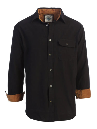 LS-94FC Men's Solid Flannel w/ Corduroy Contrast