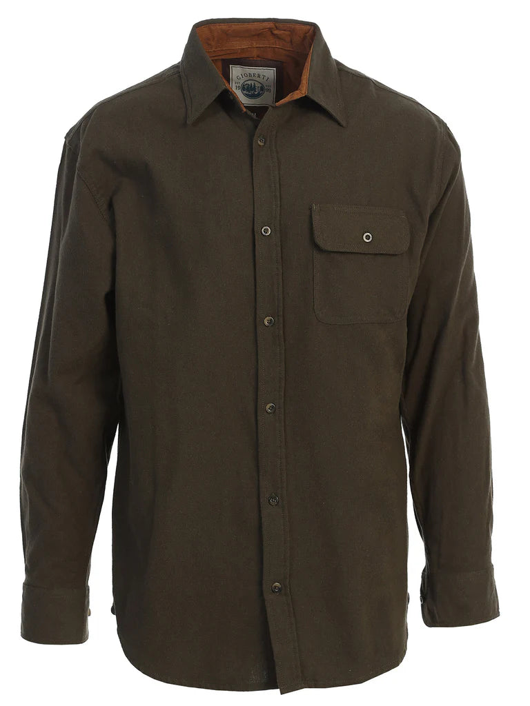 LS-94FC Men's Solid Flannel w/ Corduroy Contrast