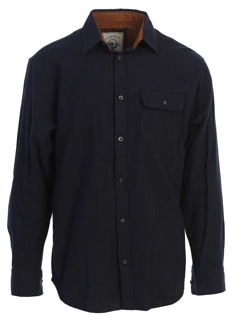 LS-94FC Men's Solid Flannel w/ Corduroy Contrast