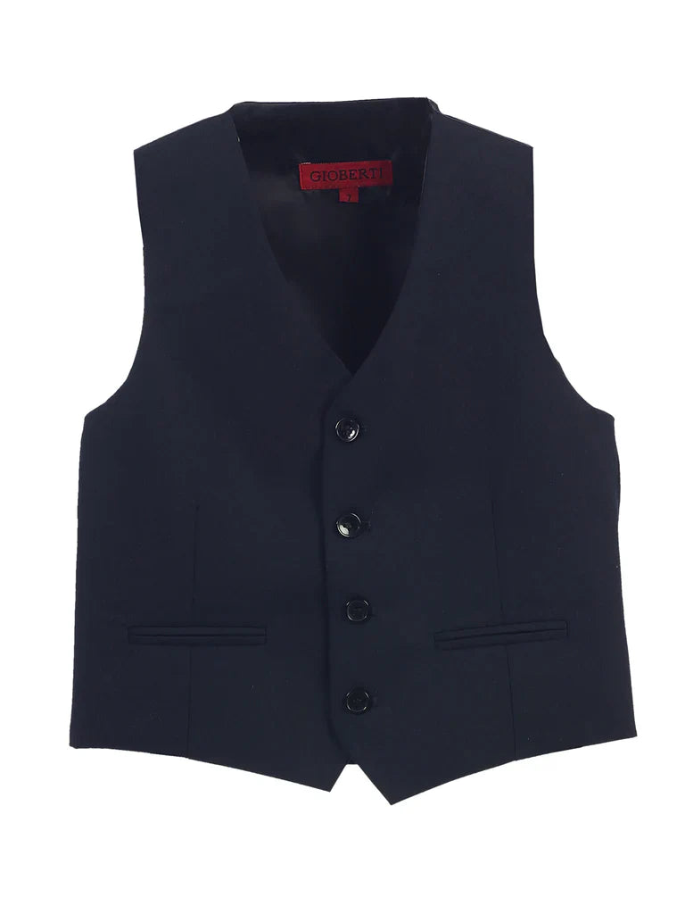 VS-85 BOYS 4 BUTTON FORMAL SUIT VEST IN 7 COLORS BLACK-GRAY-CHARCOAL-KHAKI-FOREST GREEN-NAVY-ROYAL BLUE SIZE 2-20