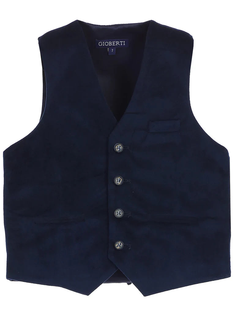 VS-83 BOYS 4 BUTTON VELVET FORMAL SUIT VEST 5 COLORS BLACK-BURGUNDY-R BLUE-NAVY-HUNTER GREEN SIZE 2-20