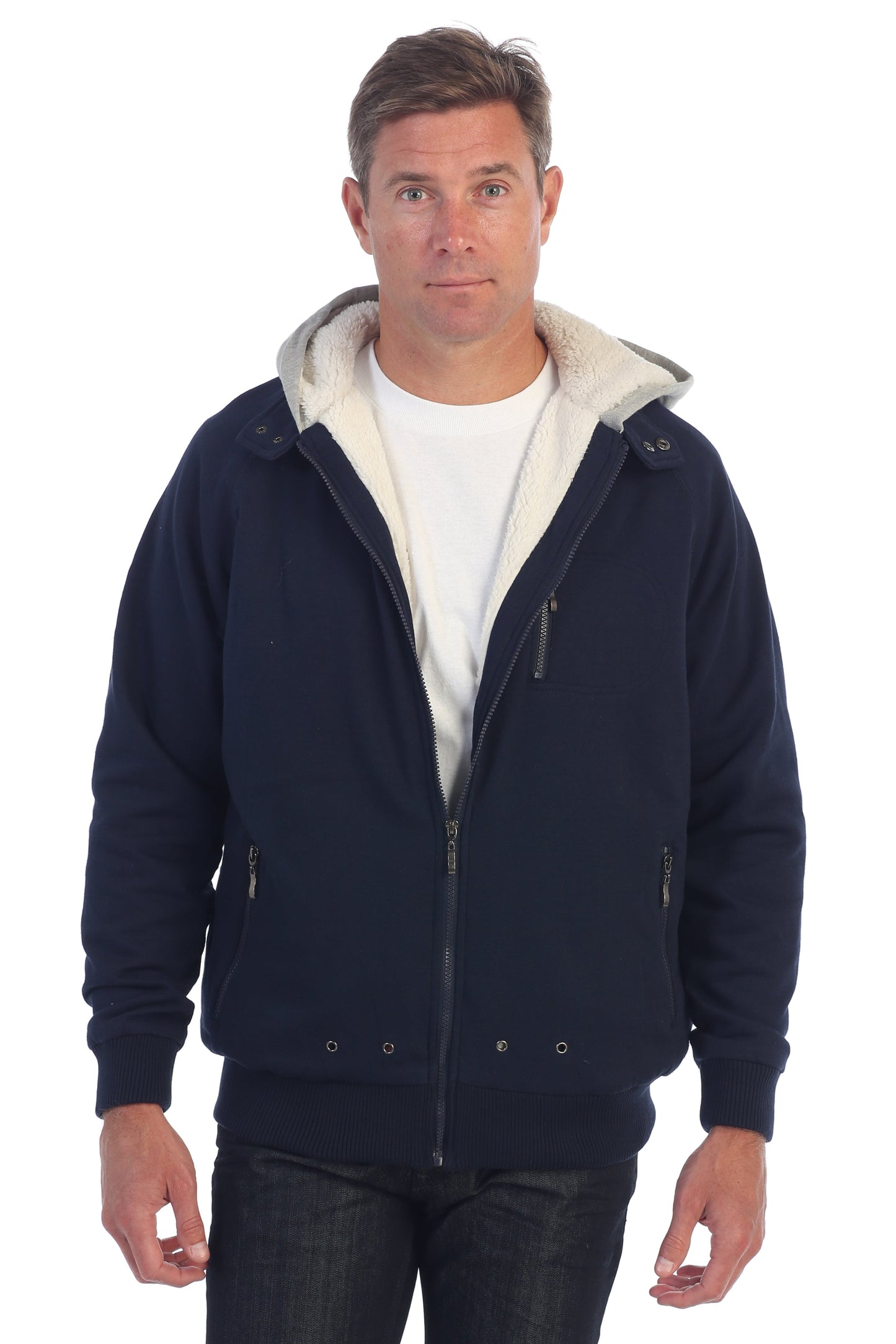 Men's Heavyweight Sherpa Lined Fleece Hoodie Jacket