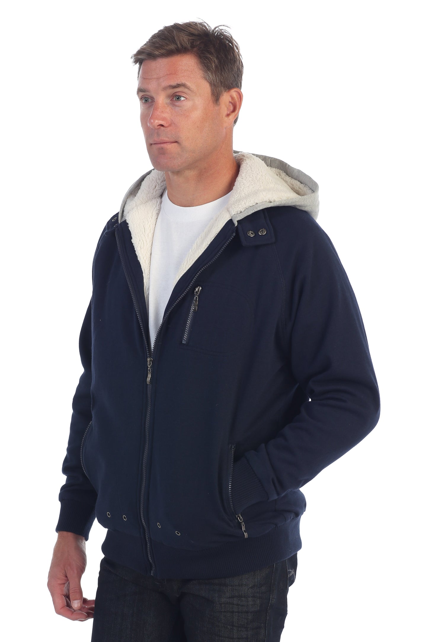 Men's Heavyweight Sherpa Lined Fleece Hoodie Jacket