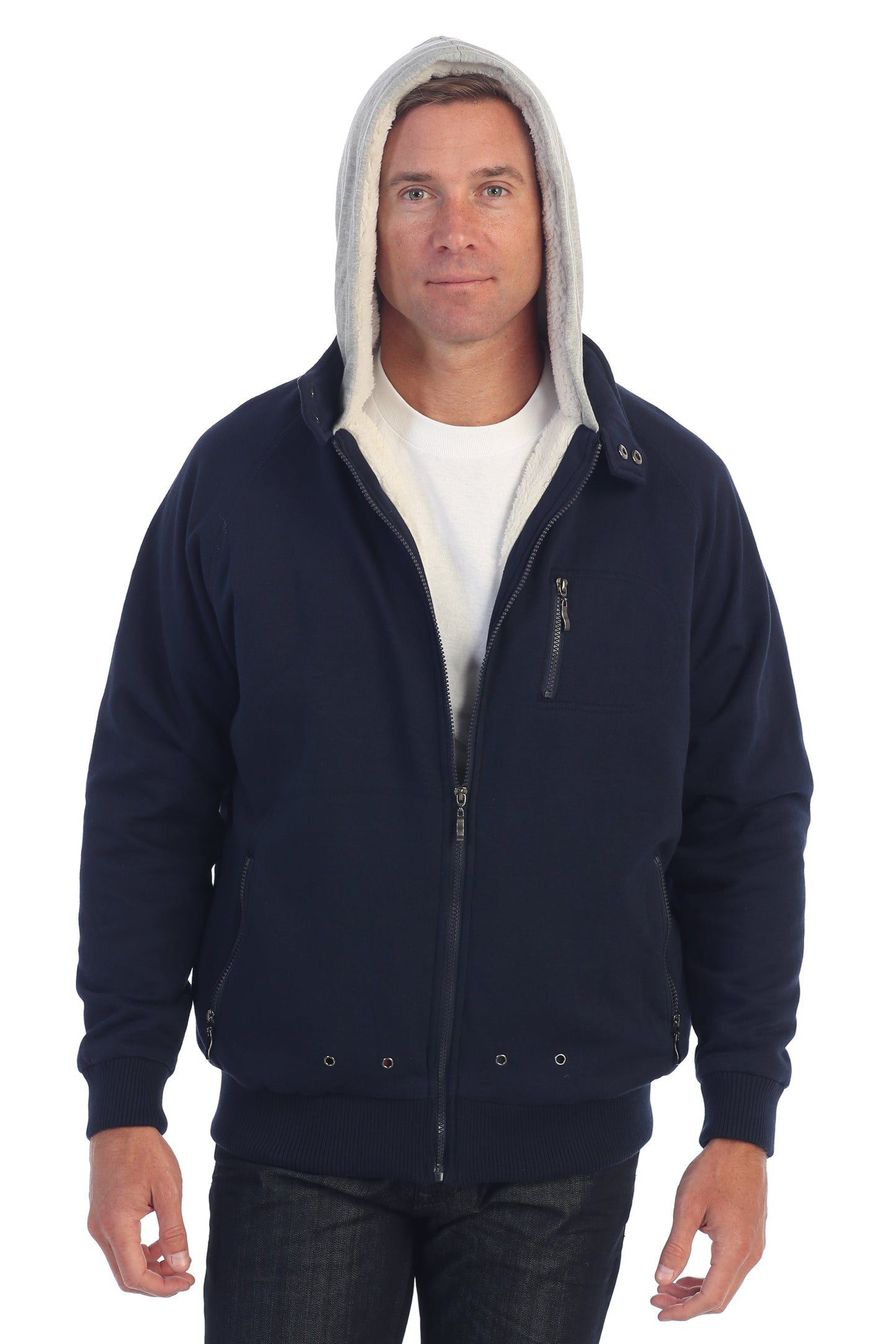 Men's Heavyweight Sherpa Lined Fleece Hoodie Jacket