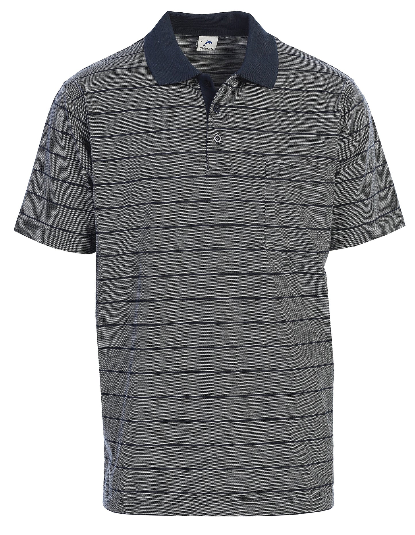 Mens Regular Fit Striped Short Sleeve Polo Shirt with Pocket