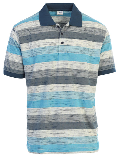 Mens Club Stripe Polo Shirt - Short Sleeve, Regular Fit, Yarn Dye