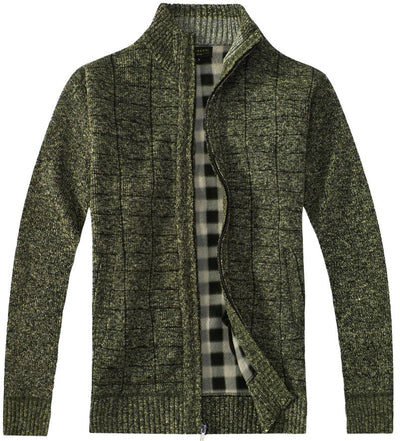 SW-913 MEN'S KNITTED FULL ZIP CARDIGAN SWEATER