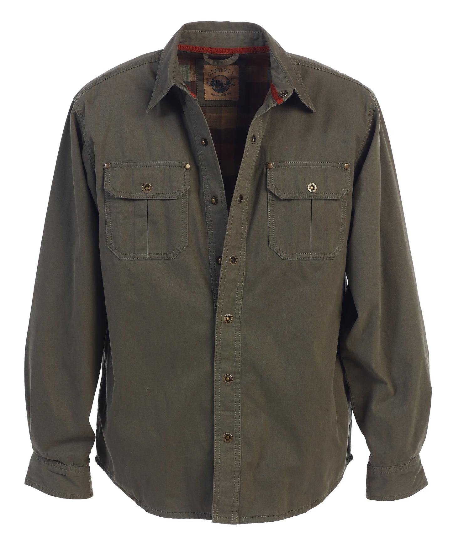 Men's 100% Cotton Brushed and Soft Twill Shirt Jacket with Flannel Lining