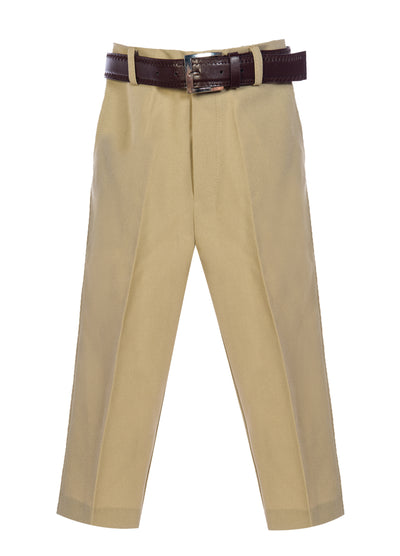 P38 BOY'S FORMAL DRESS PANT REGULAR FIT WITH BELT IN NAVY-BLACK-WHITE-KHAKI SIZE 2-20