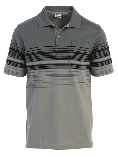 Mens Striped Polo Shirt With Pocket - Yarn Dye