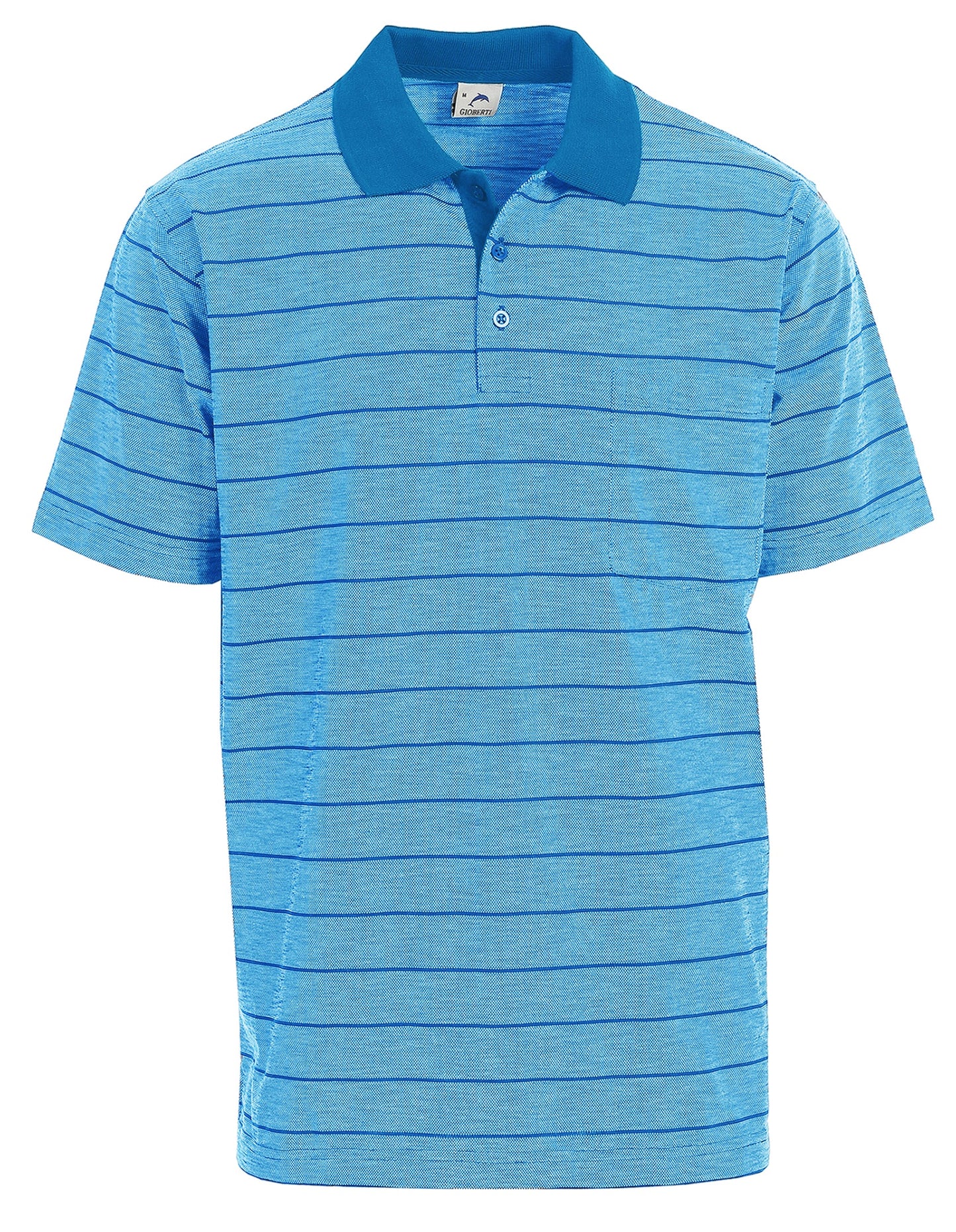 Mens Regular Fit Striped Short Sleeve Polo Shirt with Pocket