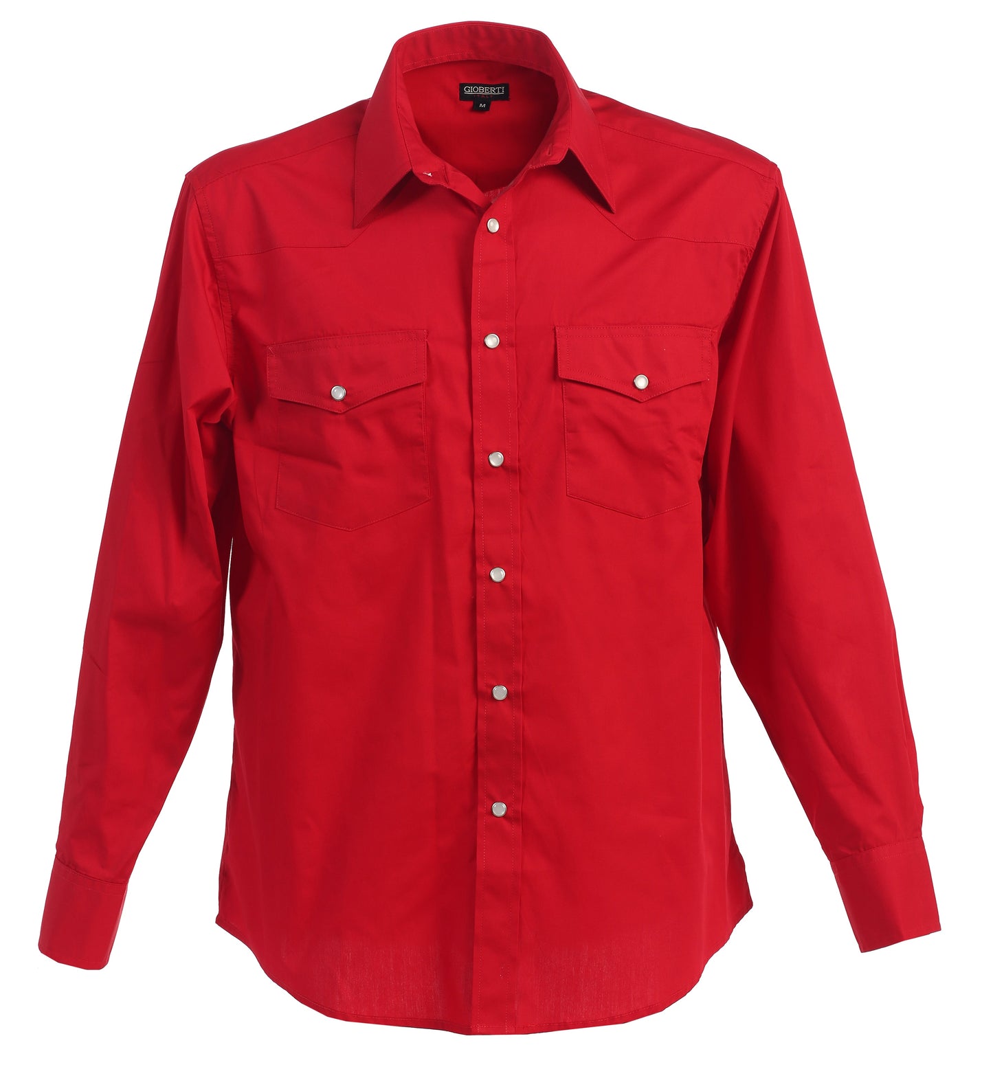 Men’s Solid Long Sleeve Western Shirt with Pearl Snap-on Buttons
