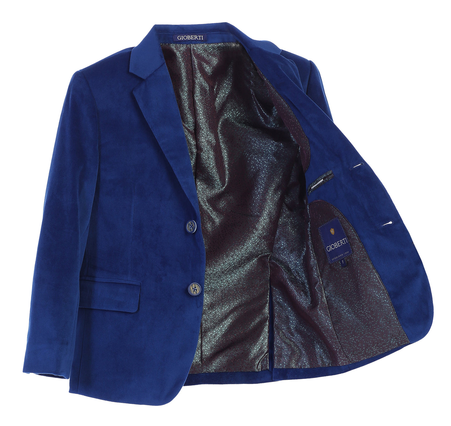 BLV-82 Boy's Formal Velvet Blazer with Designed Buttons SIZE 2-20 IN 4 COLORS BURGUNDY-BLACK-R BLUE-NAVY