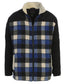 Men's Full Zip Wool-Like Plaid Jacket with Warm Cozy Inner Padding and Sherpa Collar