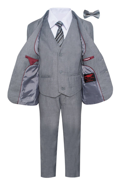 ST-1 Boys formal Medium Grey SLIM FIT Suit (7 pcs)