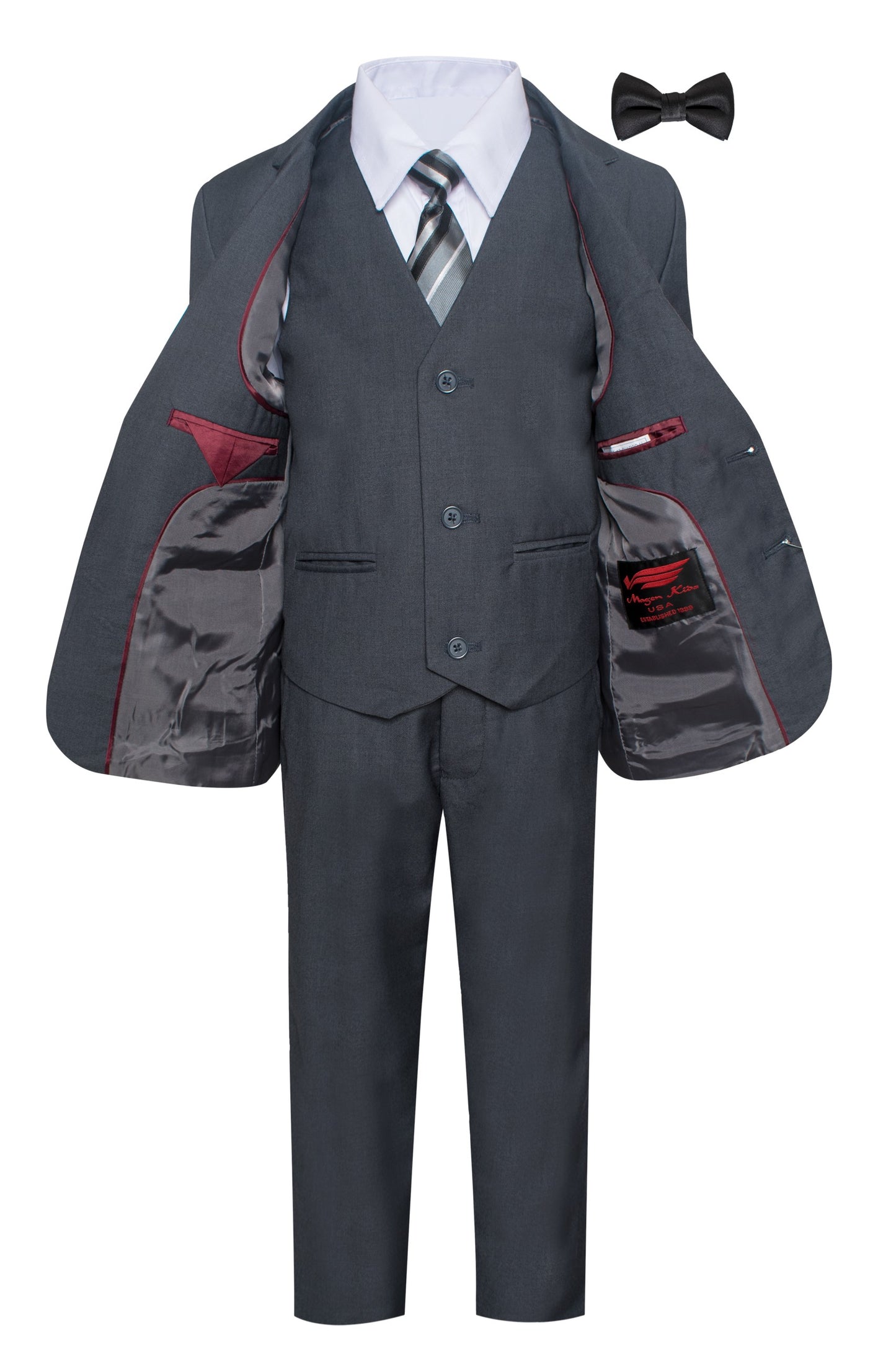 ST-10 Boys formal Charcoal SLIM FIT suit (7 pcs)