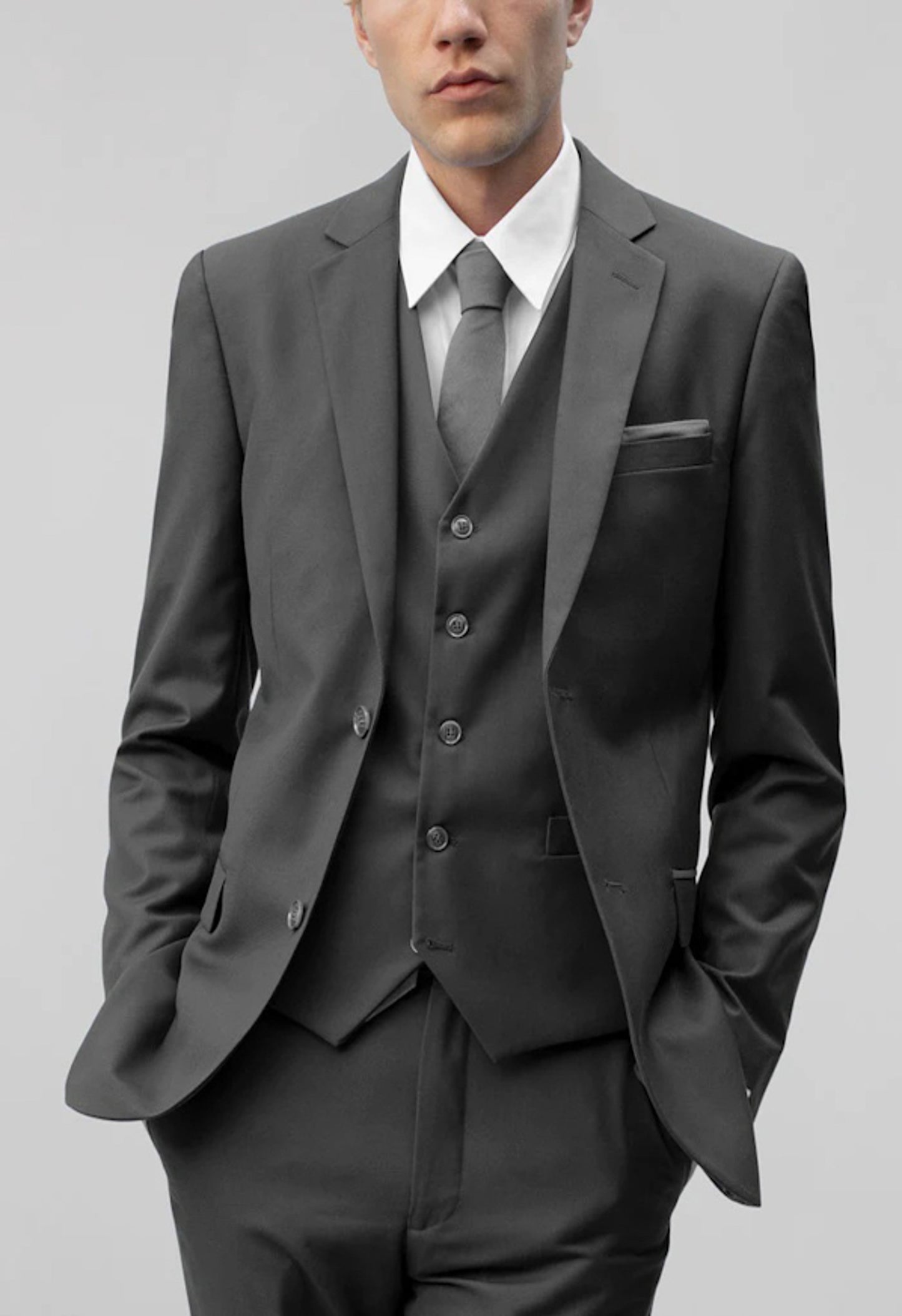 ST-10 Men's Charcoal Notched Lapel Suit Slim Fit (3 PCS)