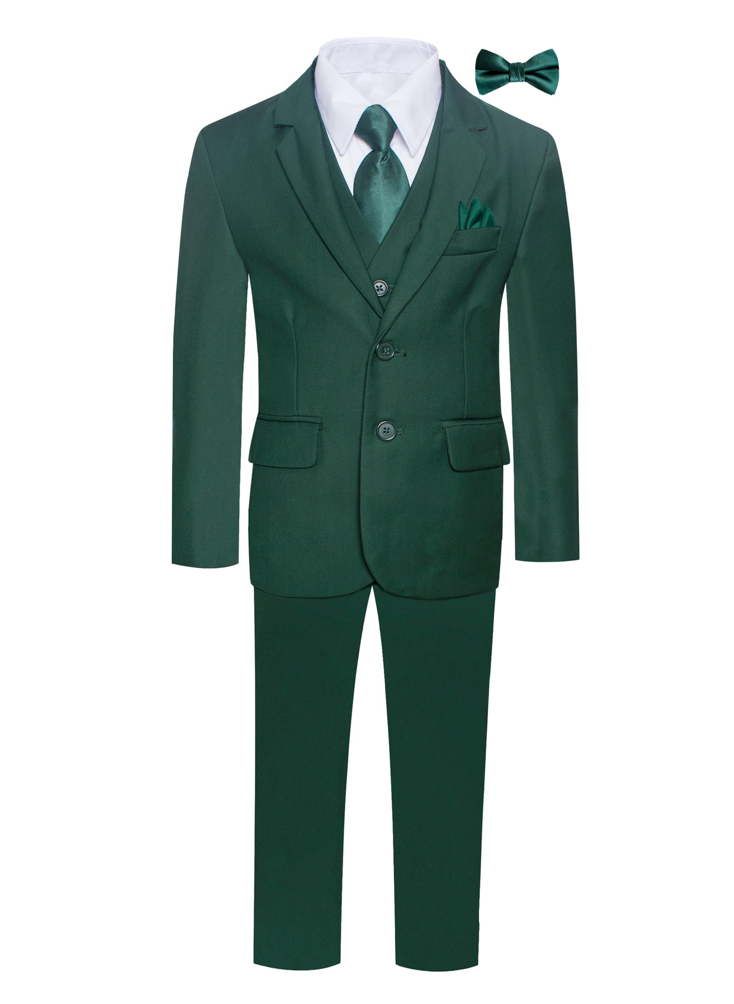 ST-12 BOYS FORMAL HUNTER GREEN SUIT SLIM FIT (7PCS)