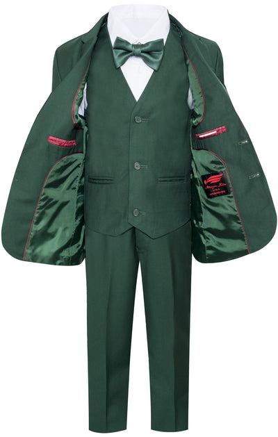 ST-12 BOYS FORMAL HUNTER GREEN SUIT SLIM FIT (7PCS)