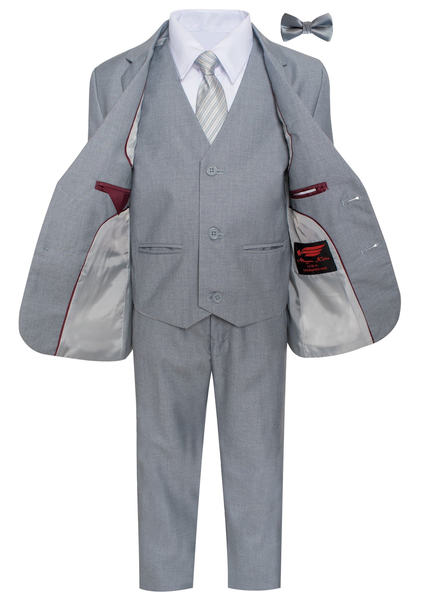 ST-16 Boys formal Light Grey SLIM FIT suit (7 pcs)