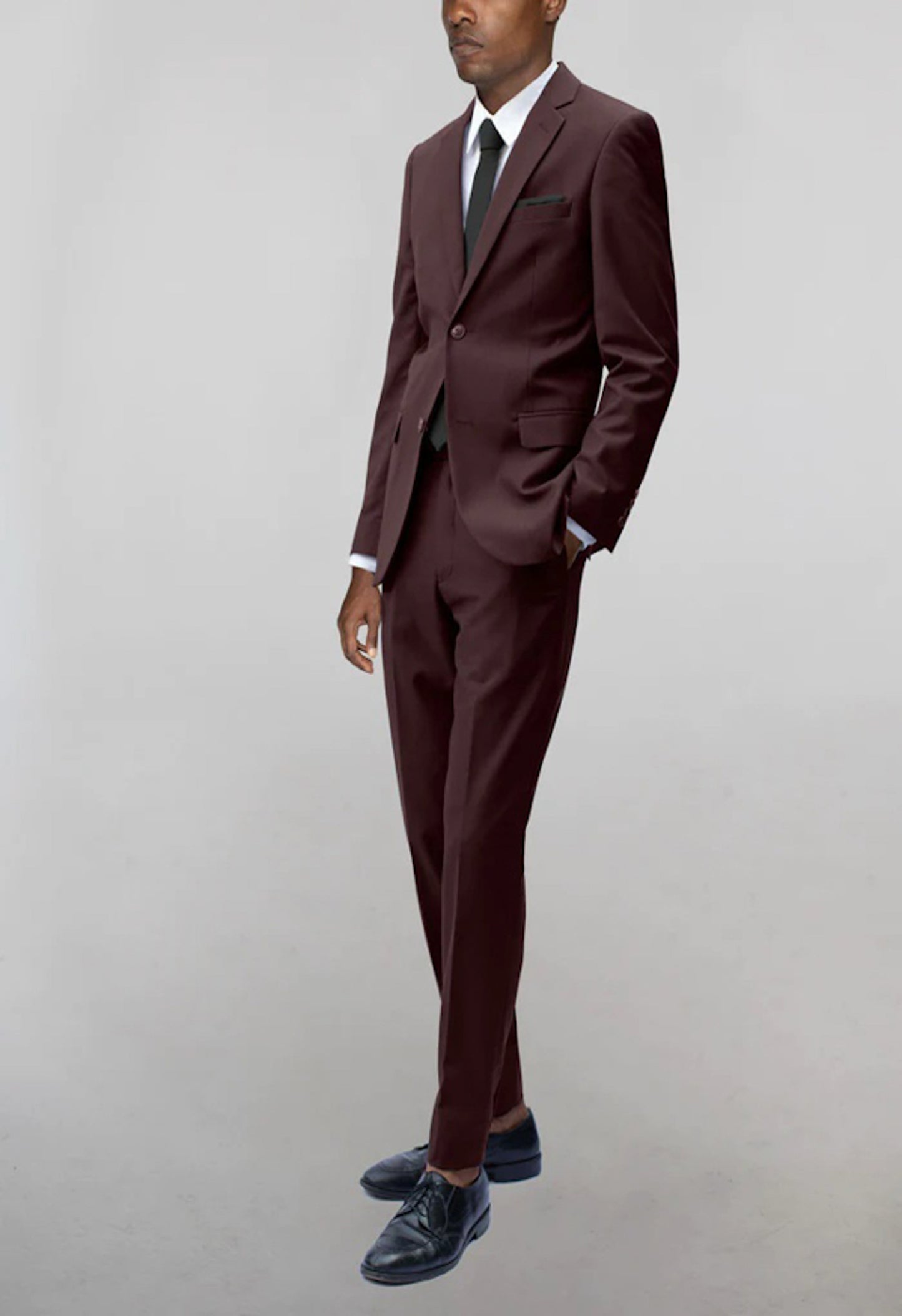 ST-6 Men's Burgundy Notched Lapel Suit Slim Fit (3 PCS)