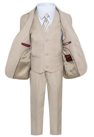 ST-9 Boys formal Light Khaki suit Slim Fit (7 pcs)