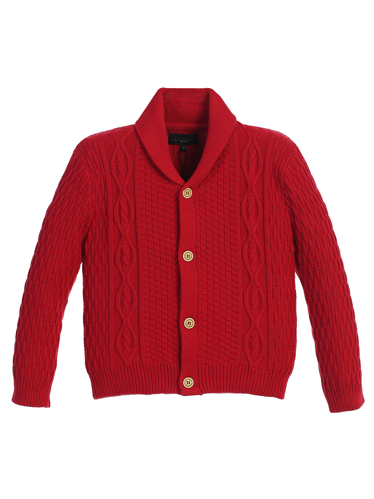 TODDLERS, KIDS AND BOYS KNITTED SHAWL COLLAR SWEATER