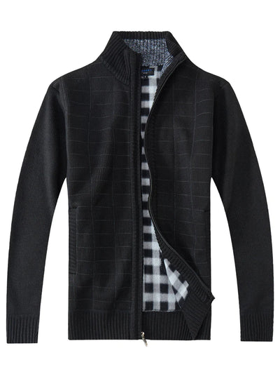 SW-913 MEN'S KNITTED FULL ZIP CARDIGAN SWEATER
