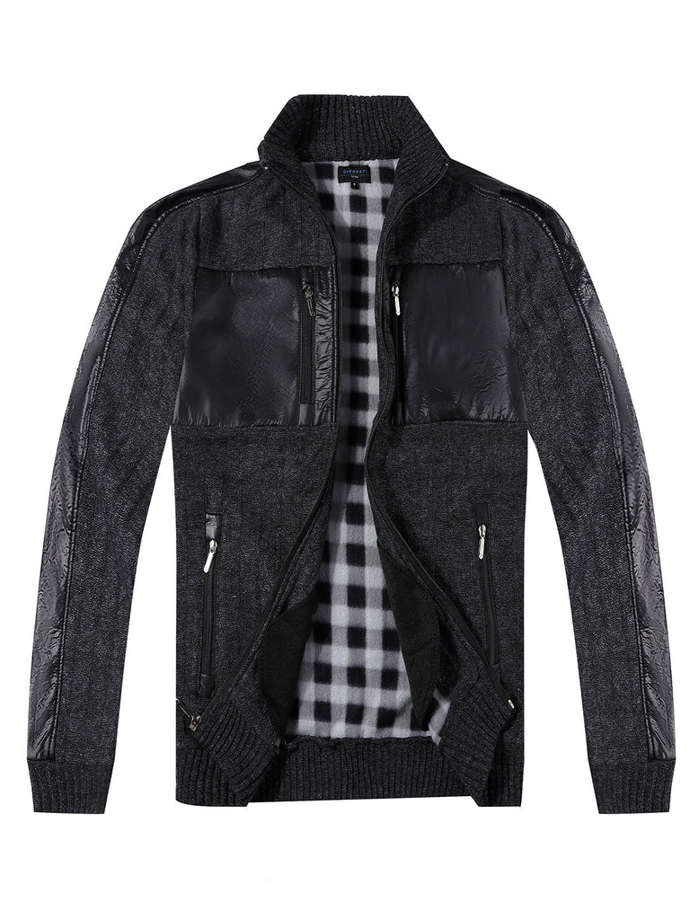 SW-914 MEN'S LONG SLEEVE FULL ZIP KNITTED CARDIGAN SWEATER