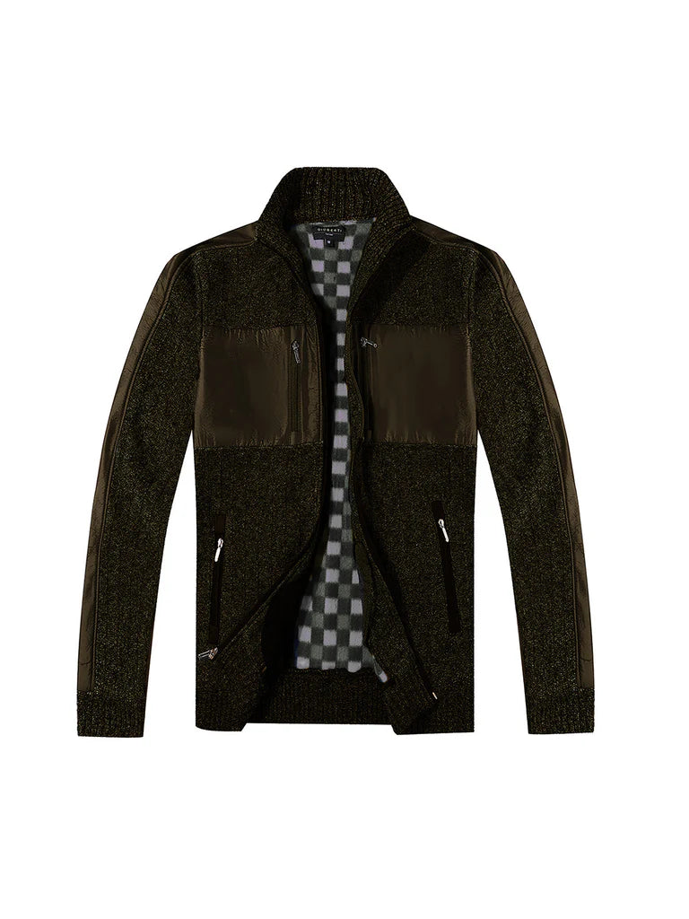 SW-914 MEN'S LONG SLEEVE FULL ZIP KNITTED CARDIGAN SWEATER