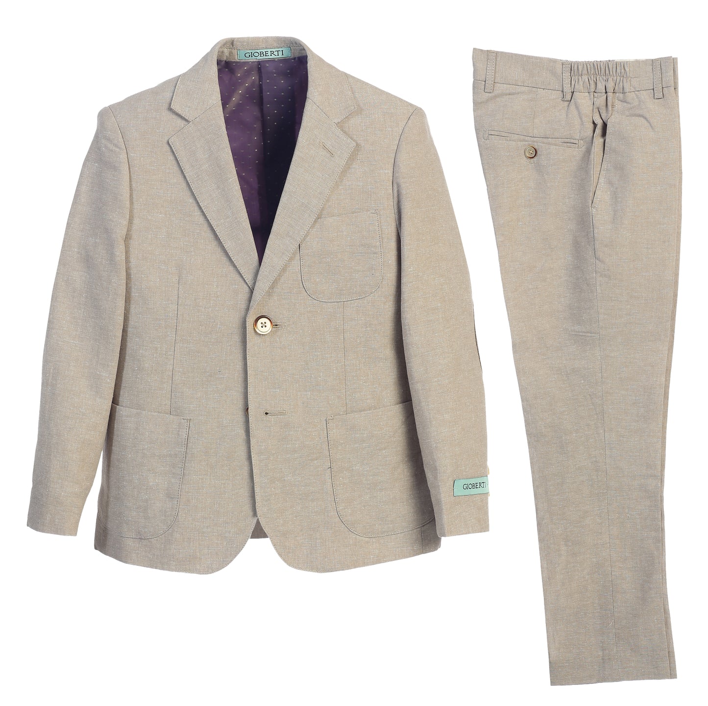 BSL-82 BOYS LINEN SUIT BLUE-GRAY-STONE ( 2 PCS )