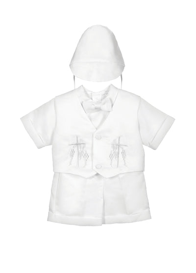 TCG Boy's white Christening Baptism Suit Set