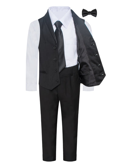 TUX-VS BLACK BOY'S VEST SET SIZE 1-14